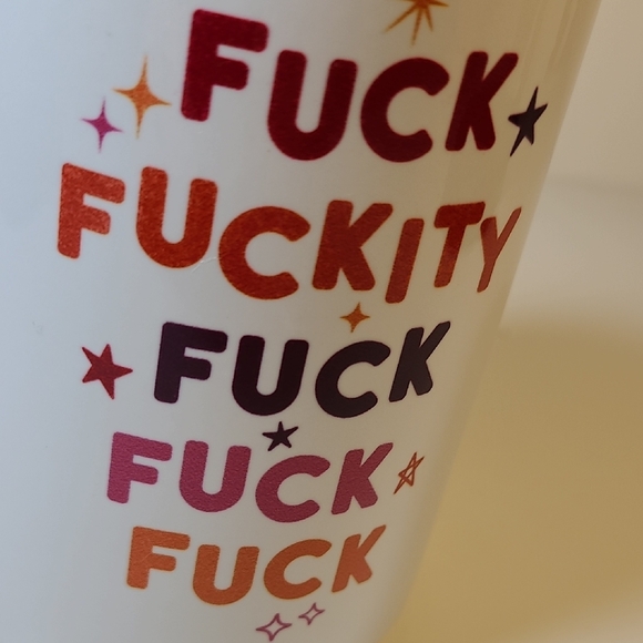 25-1 FOCK FOCKITY FOCK Colorful Graphic Mug NWOT - Picture 2 of 3